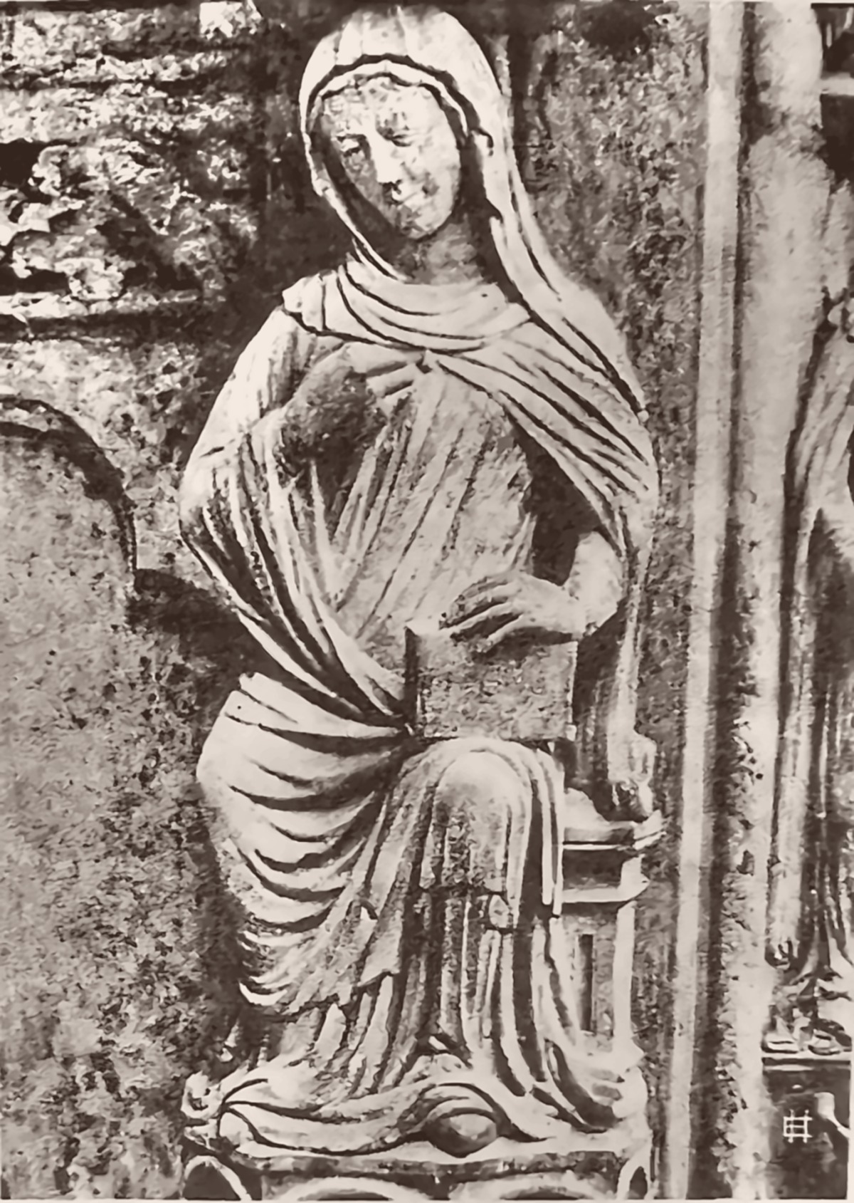 A thirteenth century sculpture of the contemplative life, north portal of Chartres Cathedral.